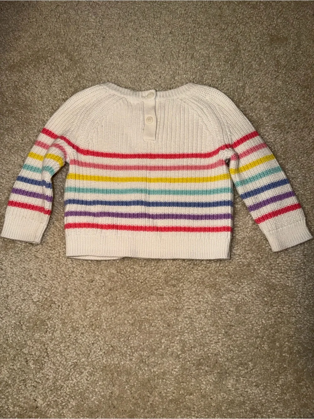 GAP Cream Cropped Sweater with Rainbow Stripes and 'loved' Embroidery
